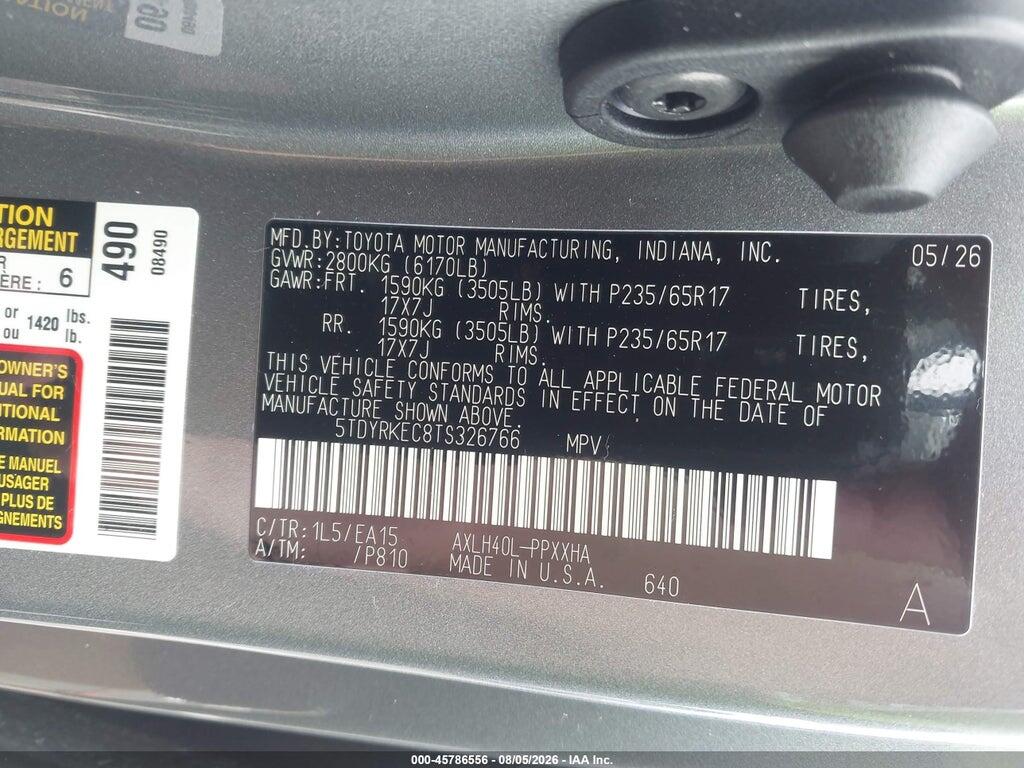 5TDYRKEC8TS326766 2026 TOYOTA SIENNA photo no. 9