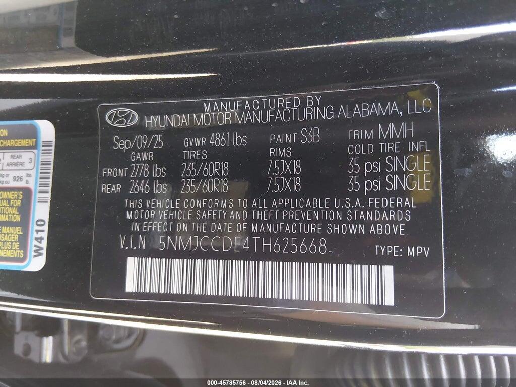 5NMJCCDE4TH625668 2026 HYUNDAI TUCSON photo no. 9