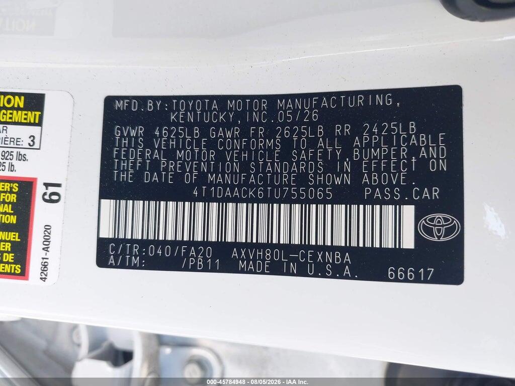 4T1DAACK6TU755065 2026 TOYOTA CAMRY photo no. 9