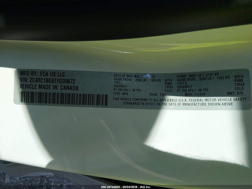 2C4RC1BG6TR209672 2026 CHRYSLER PACIFICA photo no. 9