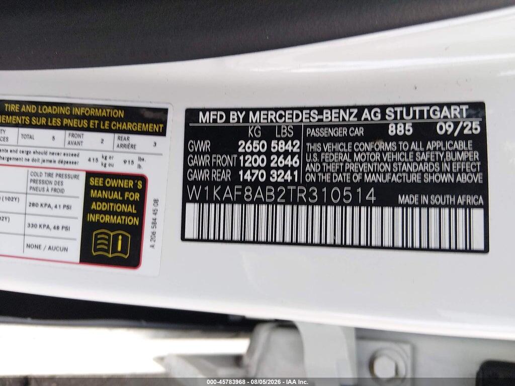 W1KAF8AB2TR310514 2026 MERCEDES-BENZ AMG C 63 photo no. 9