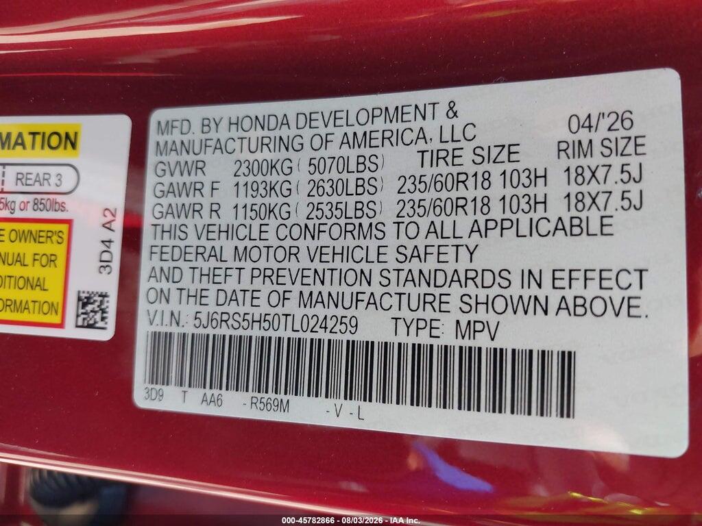 5J6RS5H50TL024259 2026 HONDA CR-V HYBRID photo no. 9