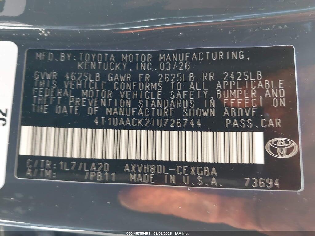 4T1DAACK2TU726744 2026 TOYOTA CAMRY photo no. 9