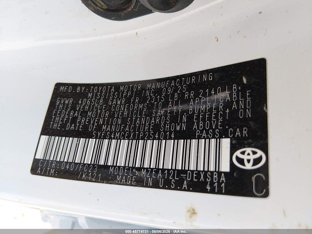 5YFS4MCEXTP254014 2026 TOYOTA COROLLA photo no. 9