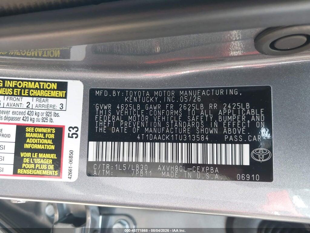 4T1DAACK1TU313584 2026 TOYOTA CAMRY photo no. 9