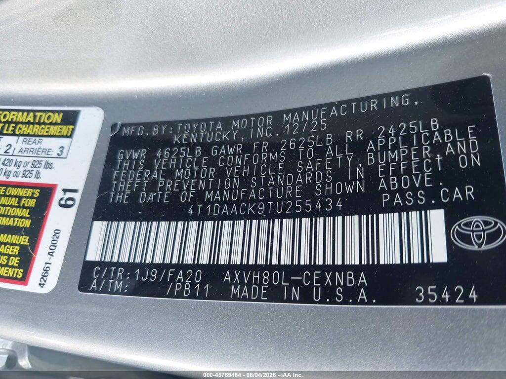 4T1DAACK9TU255434 2026 TOYOTA CAMRY photo no. 9