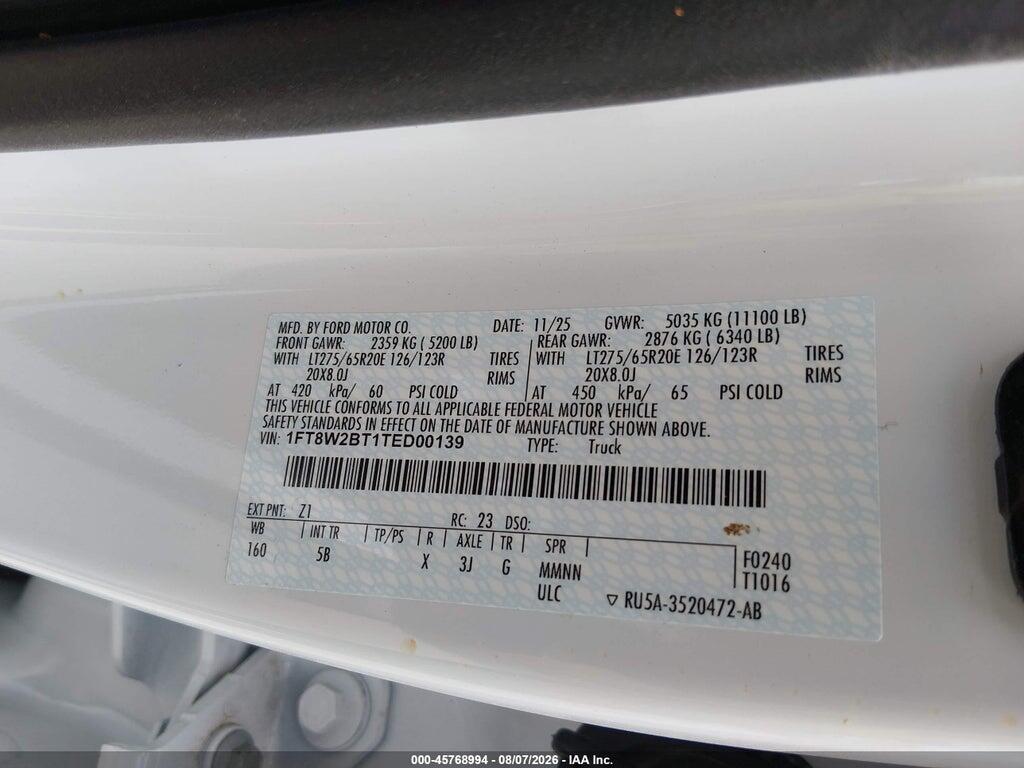 1FT8W2BT1TED00139 2026 FORD F-250 photo no. 9