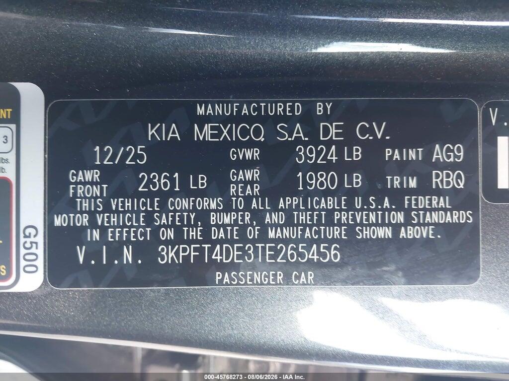 3KPFT4DE3TE265456 2026 KIA K4 photo no. 9
