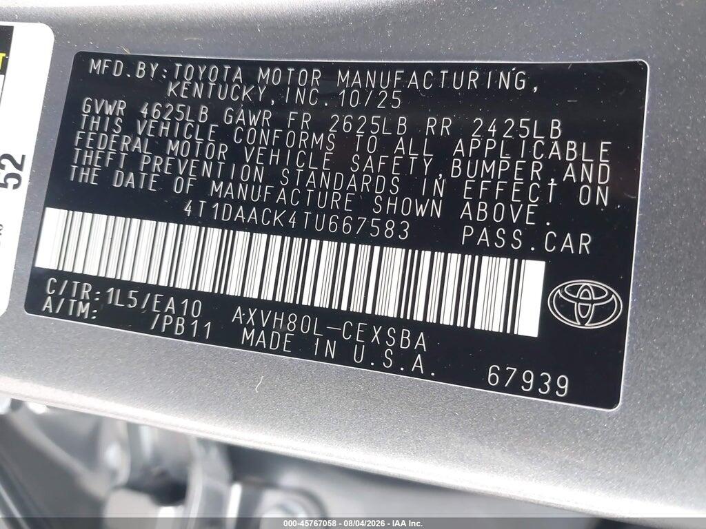 4T1DAACK4TU667583 2026 TOYOTA CAMRY photo no. 9