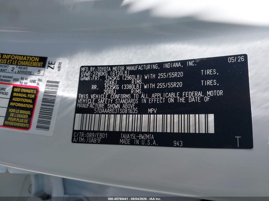 5TDAAAB63TS081635 2026 LEXUS TX 350 photo no. 9