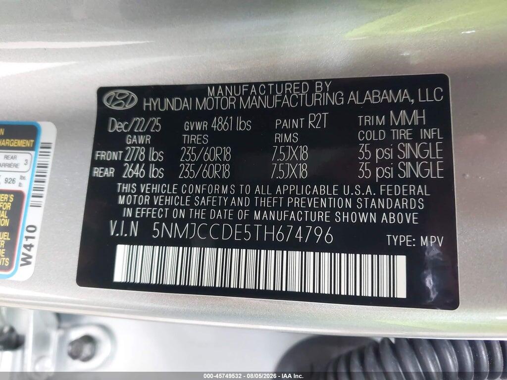 5NMJCCDE5TH674796 2026 HYUNDAI TUCSON photo no. 9