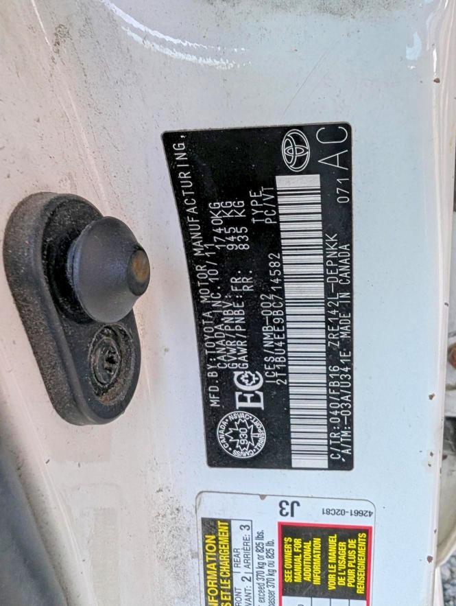 2011 TOYOTA COROLLA BASE — Фото 12 из 12
