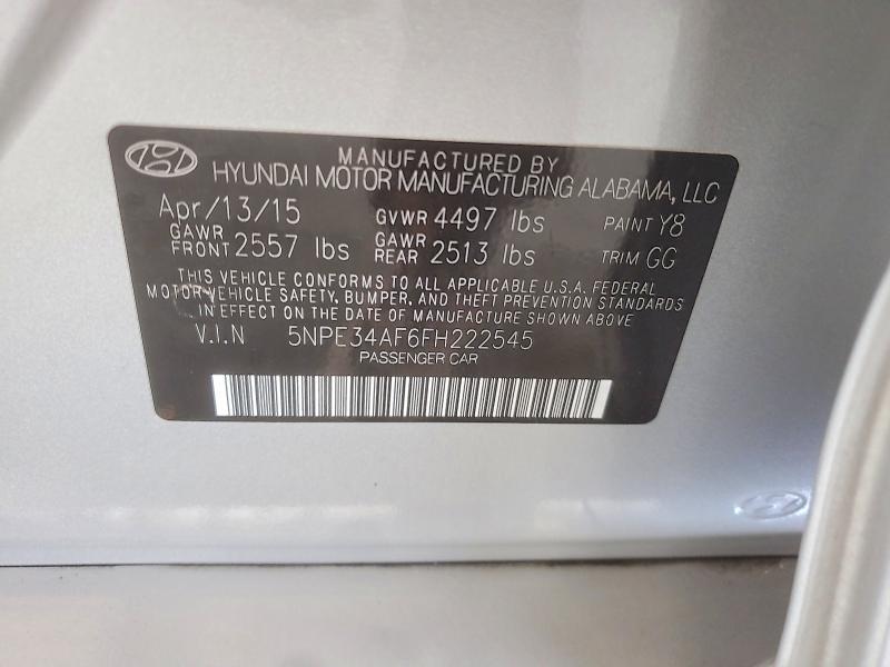 5NPE34AF6FH222545 2015 HYUNDAI SONATA photo no. 12