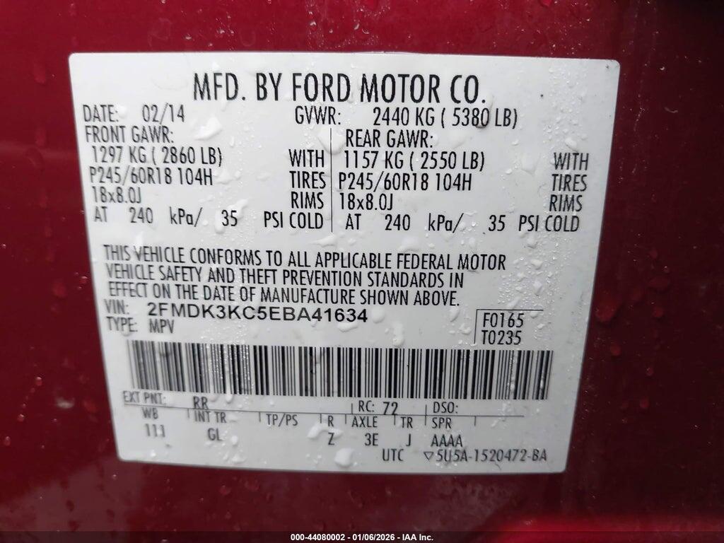 2FMDK3KC5EBA41634 2014 FORD EDGE photo no. 9