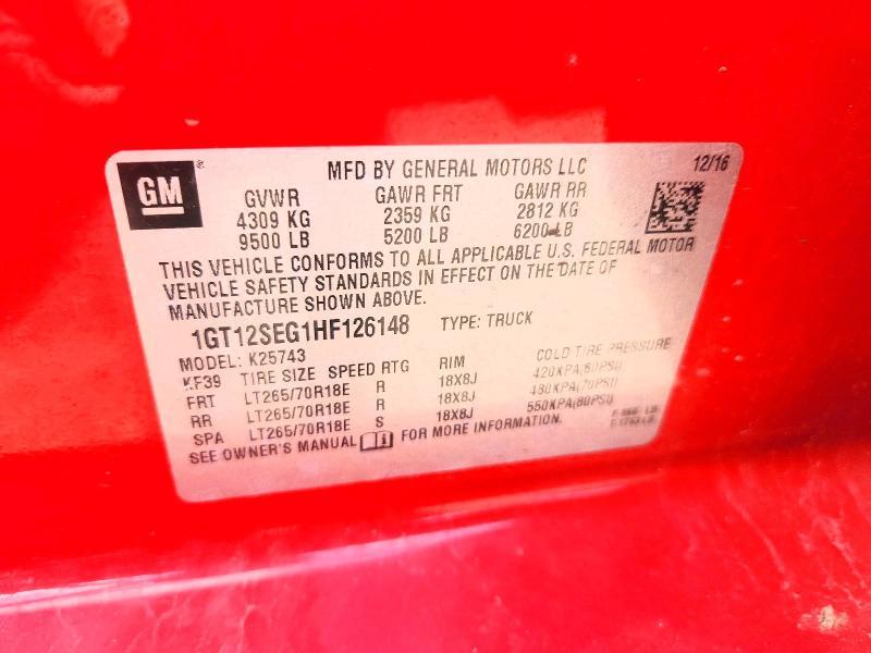 1GT12SEG1HF126148 2017 GMC SIERRA photo no. 12
