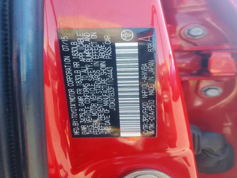 JTDKDTB33F1104443 2015 TOYOTA PRIUS C photo no. 12