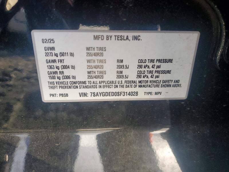 7SAYGDED0SF314028 2025 TESLA MODEL Y photo no. 12
