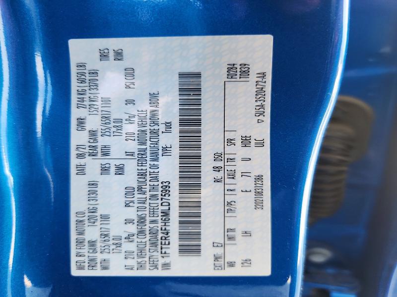 1FTER4FH6MLD75993 2021 FORD RANGER photo no. 12