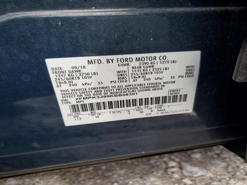 2FMPK3J99KBB08301 2019 FORD EDGE photo no. 12