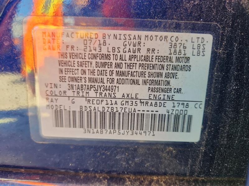 3N1AB7AP5JY344971 2018 NISSAN SENTRA photo no. 12
