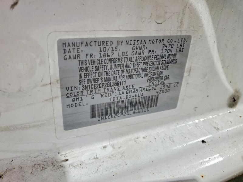 3N1CE2CP2GL366111 2016 NISSAN VERSA NOTE photo no. 12
