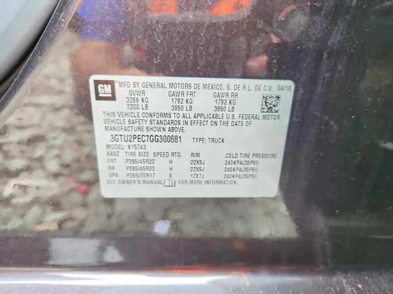 3GTU2PEC7GG300681 2016 GMC SIERRA photo no. 12