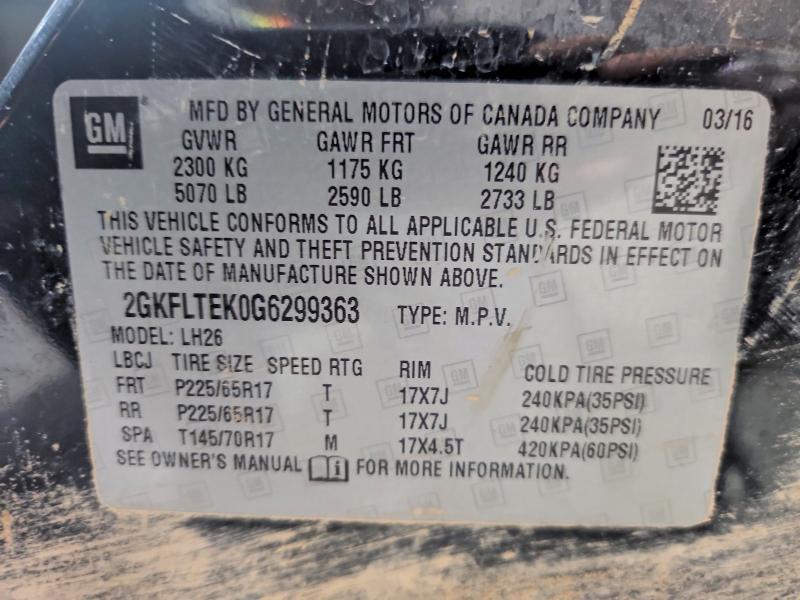 2GKFLTEK0G6299363 2016 GMC TERRAIN photo no. 12
