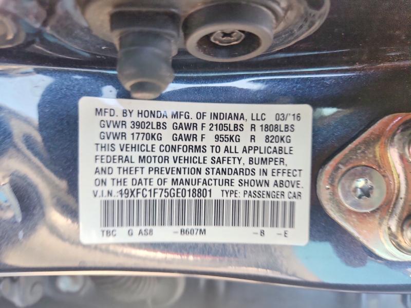 19XFC1F75GE018801 2016 HONDA CIVIC 4D SPT photo no. 12