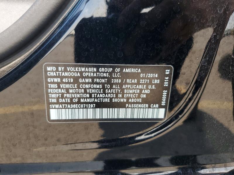 1VWAT7A36EC071297 2014 VOLKSWAGEN PASSAT photo no. 12