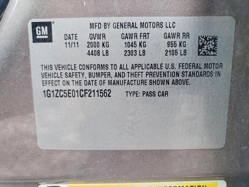 2012 CHEVROLET MALIBU 1LT — Фото 12 из 12