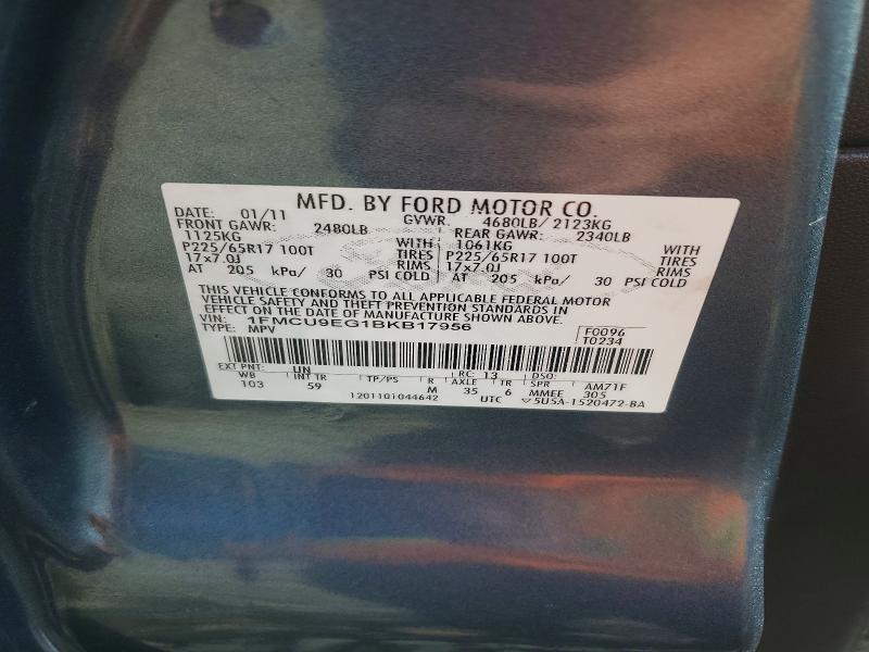 1FMCU9EG1BKB17956 2011 FORD ESCAPE photo no. 12