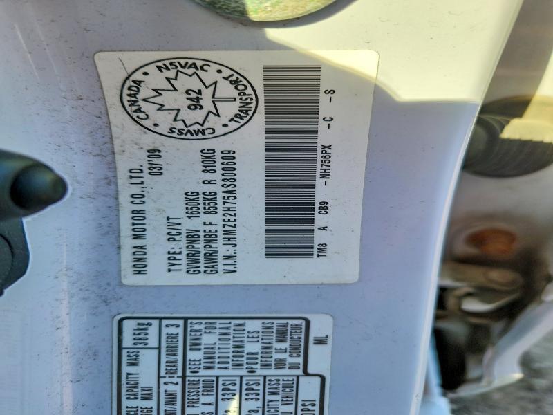 JHMZE2H75AS800609 2010 HONDA INSIGHT photo no. 12