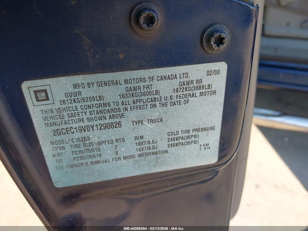 2GCEC19V0Y1298826 2000 CHEVROLET SILVERADO 1500 photo no. 9