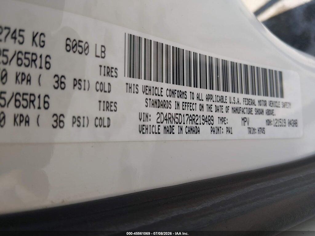 2D4RN5D17AR219489 2010 DODGE GRAND CARAVAN photo no. 9