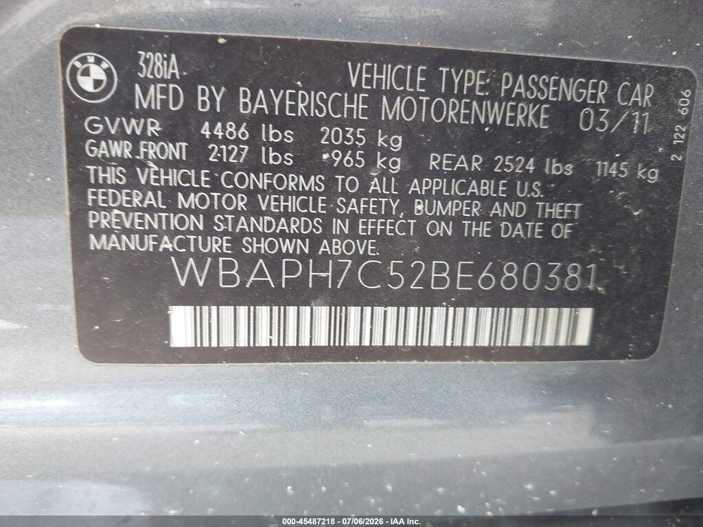 WBAPH7C52BE680381 2011 BMW 328I photo no. 9