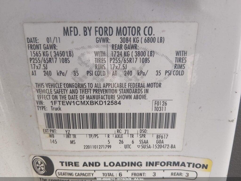 1FTEW1CMXBKD12584 2011 FORD F-150 photo no. 9