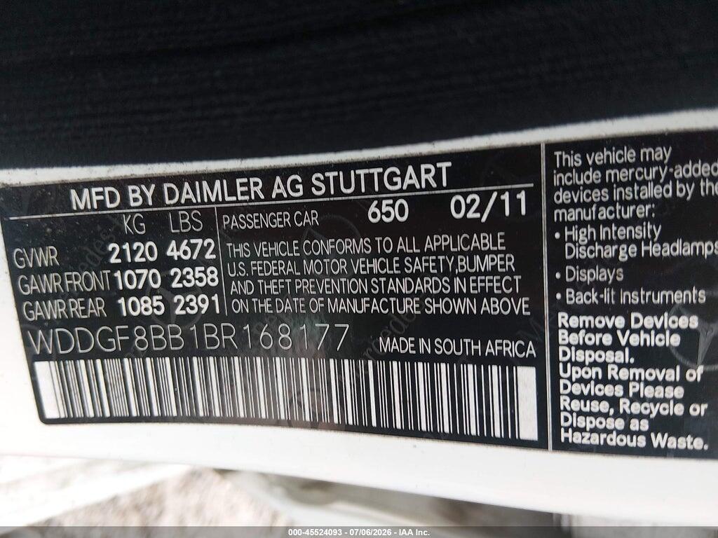 WDDGF8BB1BR168177 2011 MERCEDES-BENZ C 300 photo no. 9