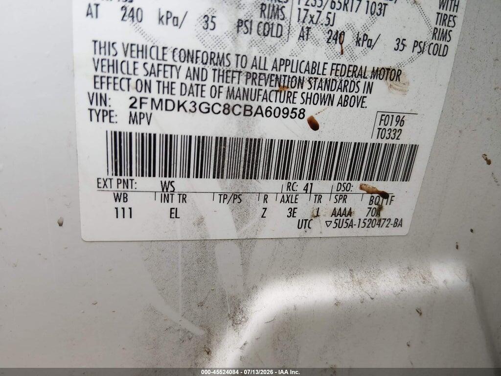 2FMDK3GC8CBA60958 2012 FORD EDGE photo no. 9