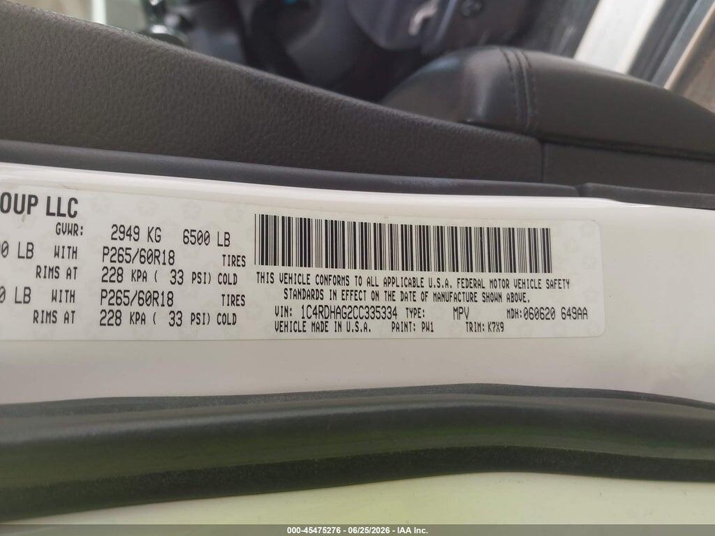 1C4RDHAG2CC335334 2012 DODGE DURANGO photo no. 9
