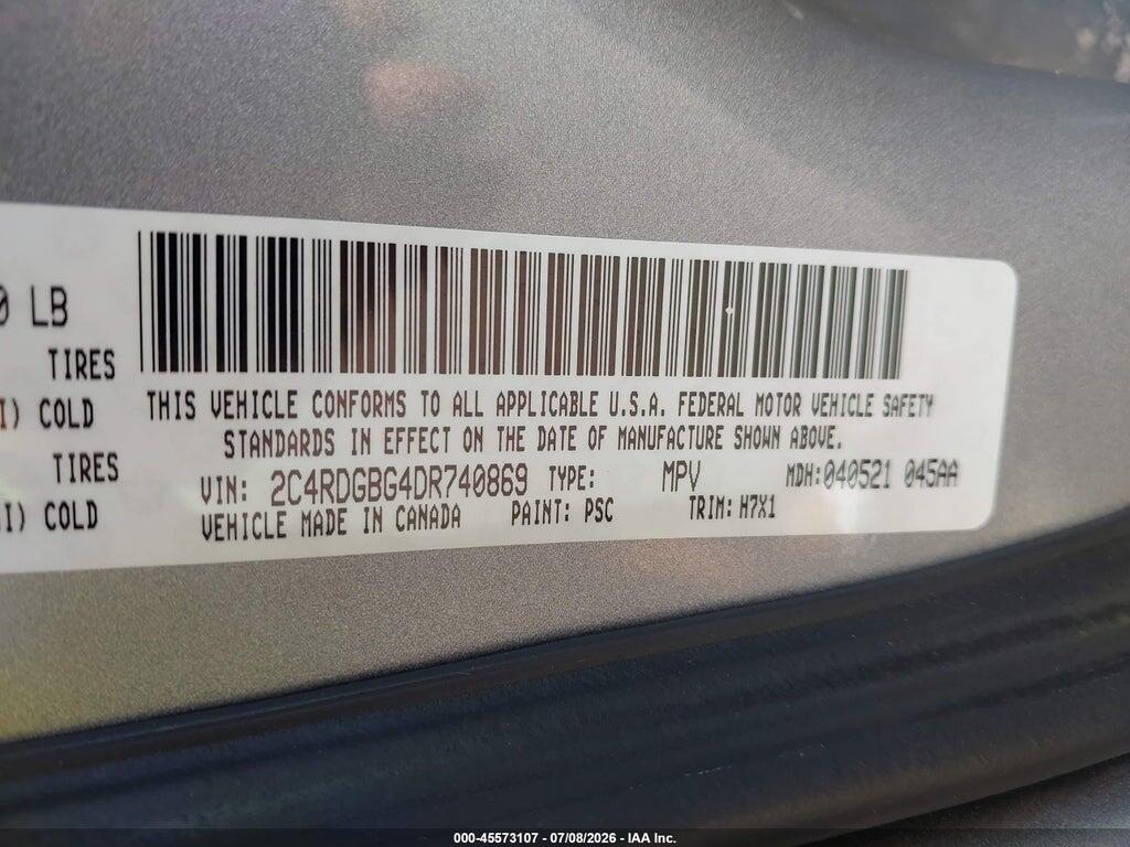 2C4RDGBG4DR740869 2013 DODGE GRAND CARAVAN photo no. 9
