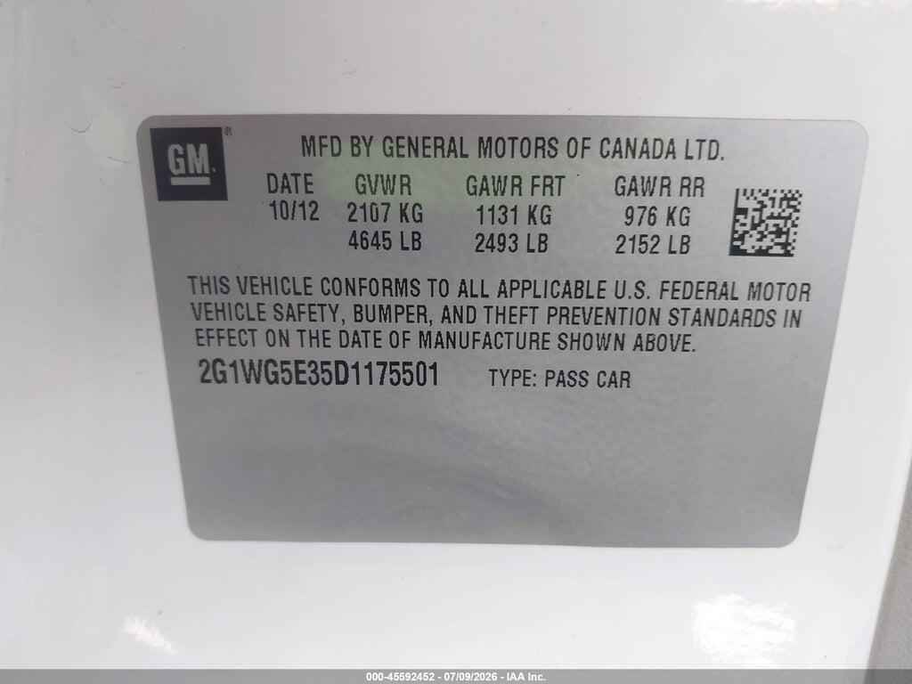 2G1WG5E35D1175501 2013 CHEVROLET IMPALA photo no. 9