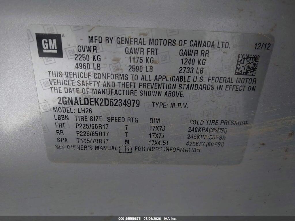 2GNALDEK2D6234979 2013 CHEVROLET EQUINOX photo no. 9