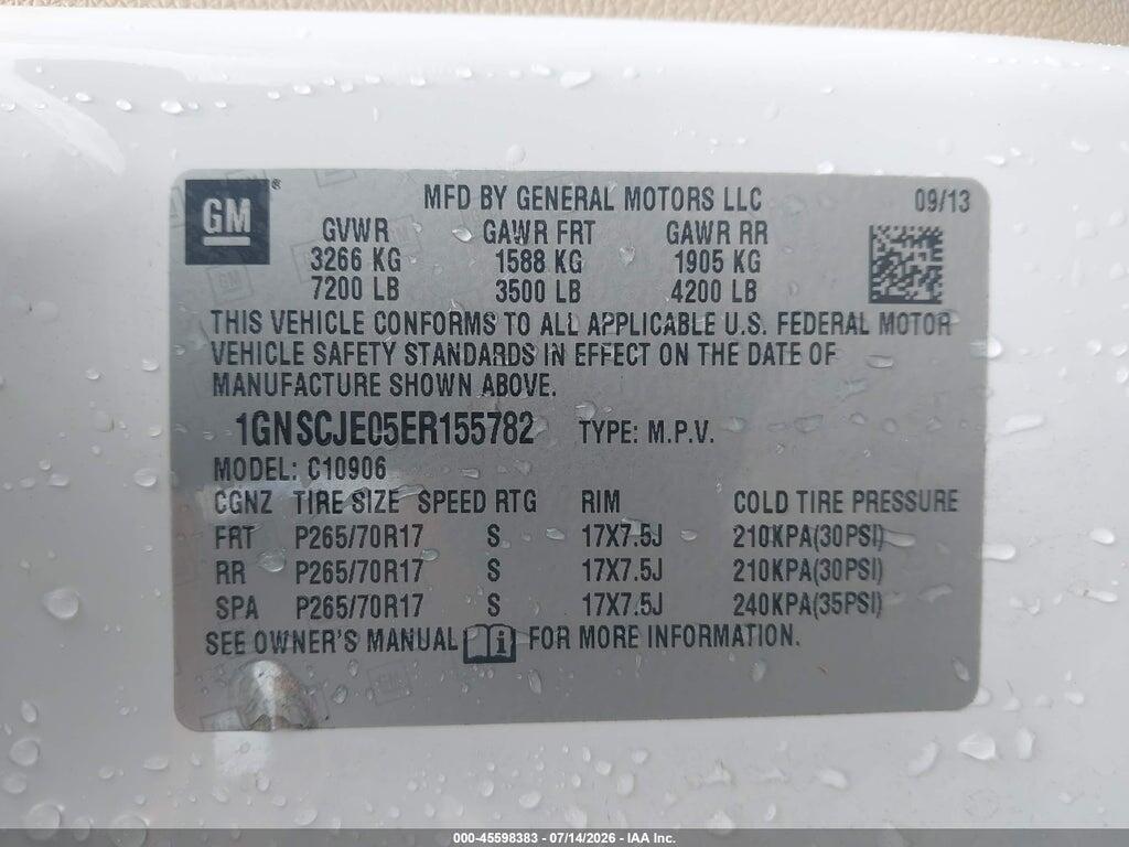 1GNSCJE05ER155782 2014 CHEVROLET SUBURBAN photo no. 9
