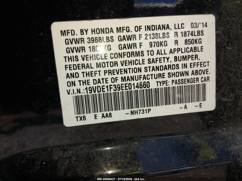 19VDE1F39EE014660 2014 ACURA ILX photo no. 9