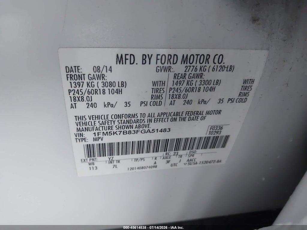 1FM5K7B83FGA51483 2015 FORD EXPLORER photo no. 9