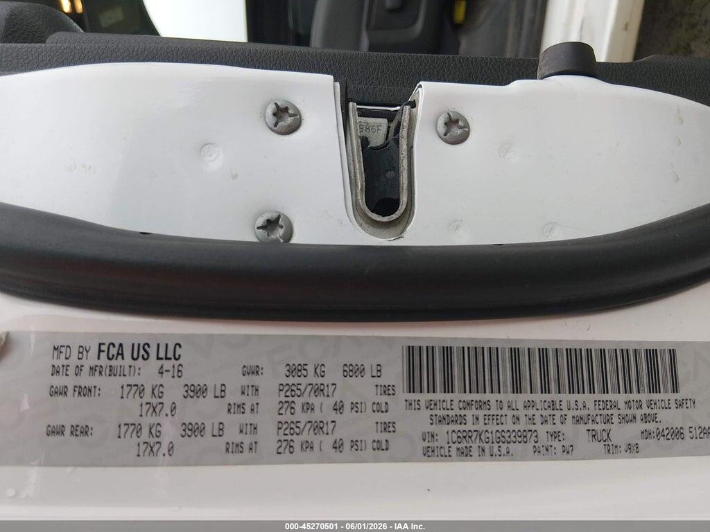 1C6RR7KG1GS339873 2016 RAM 1500 photo no. 9