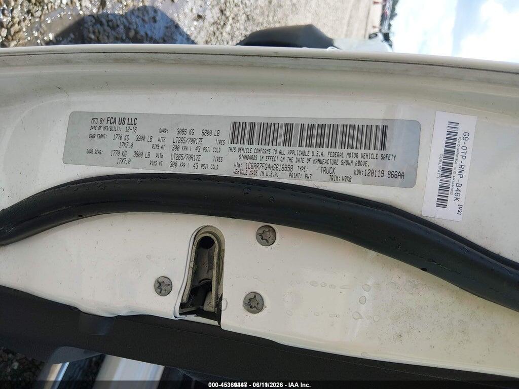 1C6RR7FG4HS616558 2017 RAM 1500 photo no. 9