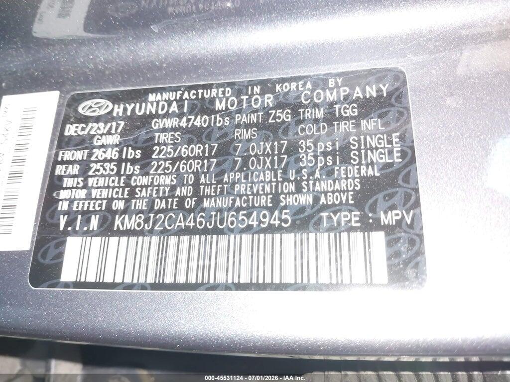 KM8J2CA46JU654945 2018 HYUNDAI TUCSON photo no. 9