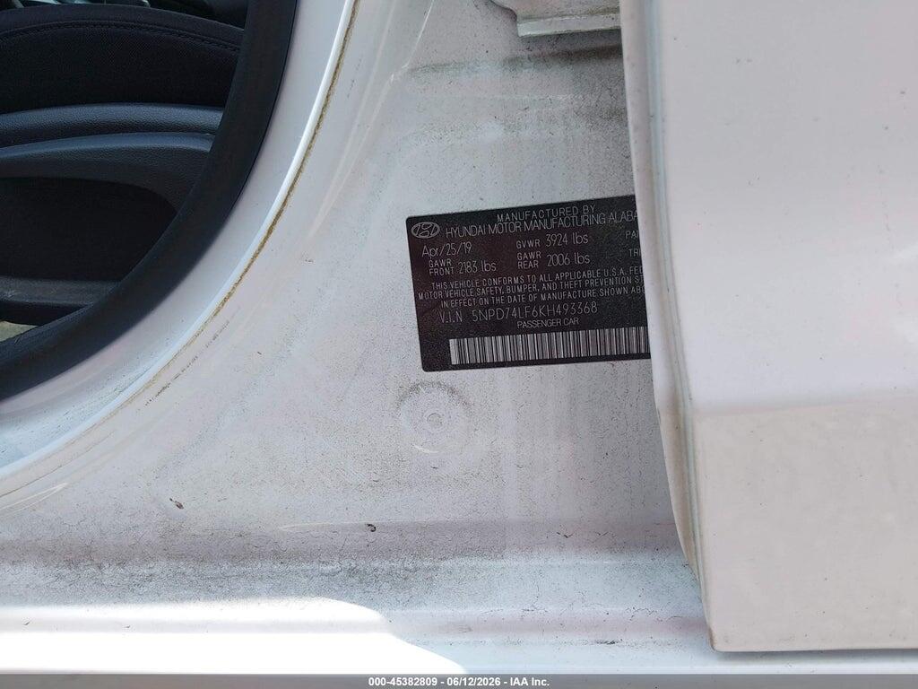 5NPD74LF6KH493368 2019 HYUNDAI ELANTRA photo no. 9
