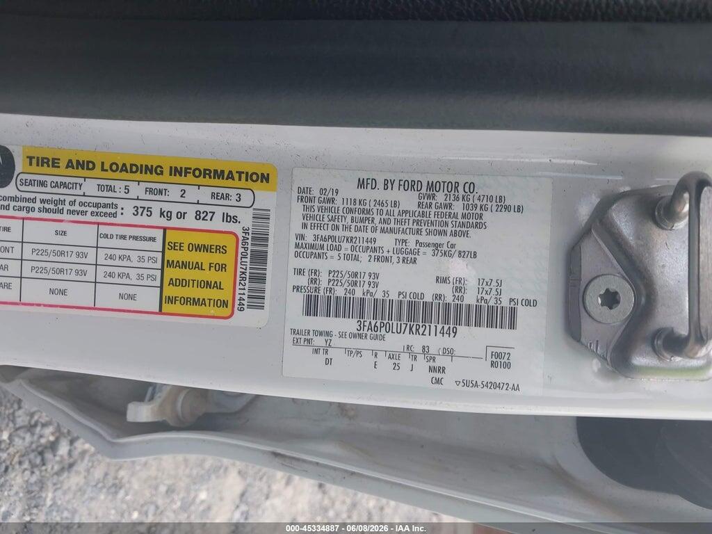3FA6P0LU7KR211449 2019 FORD FUSION HYBRID photo no. 9